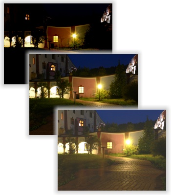 Dunkelheit als eine Anwendung: Drei Fotos mit bis zu Langzeit-Belichtung (Fenster bis Dunkelheit)
